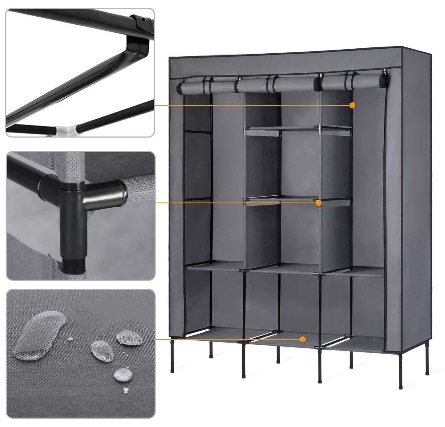 Textile wardrobe Massido - Graphite