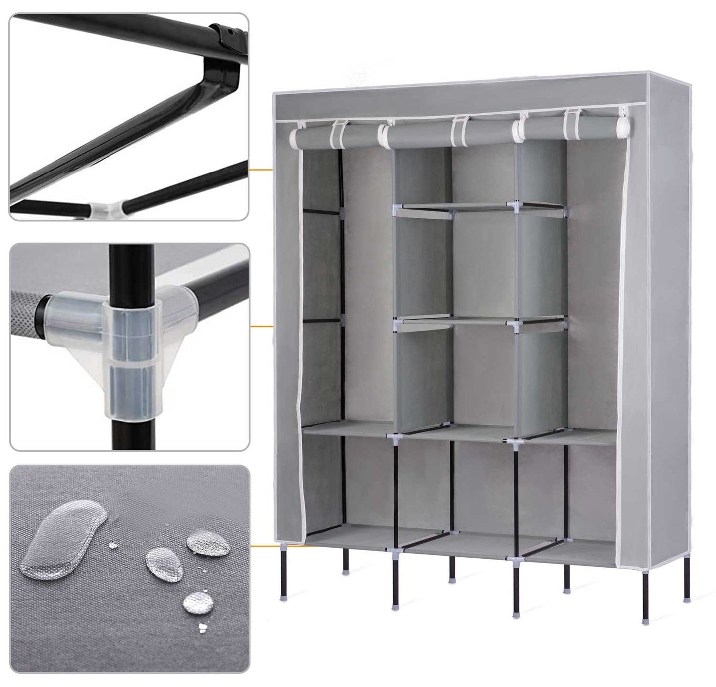 Textile wardrobe Massido - Grey