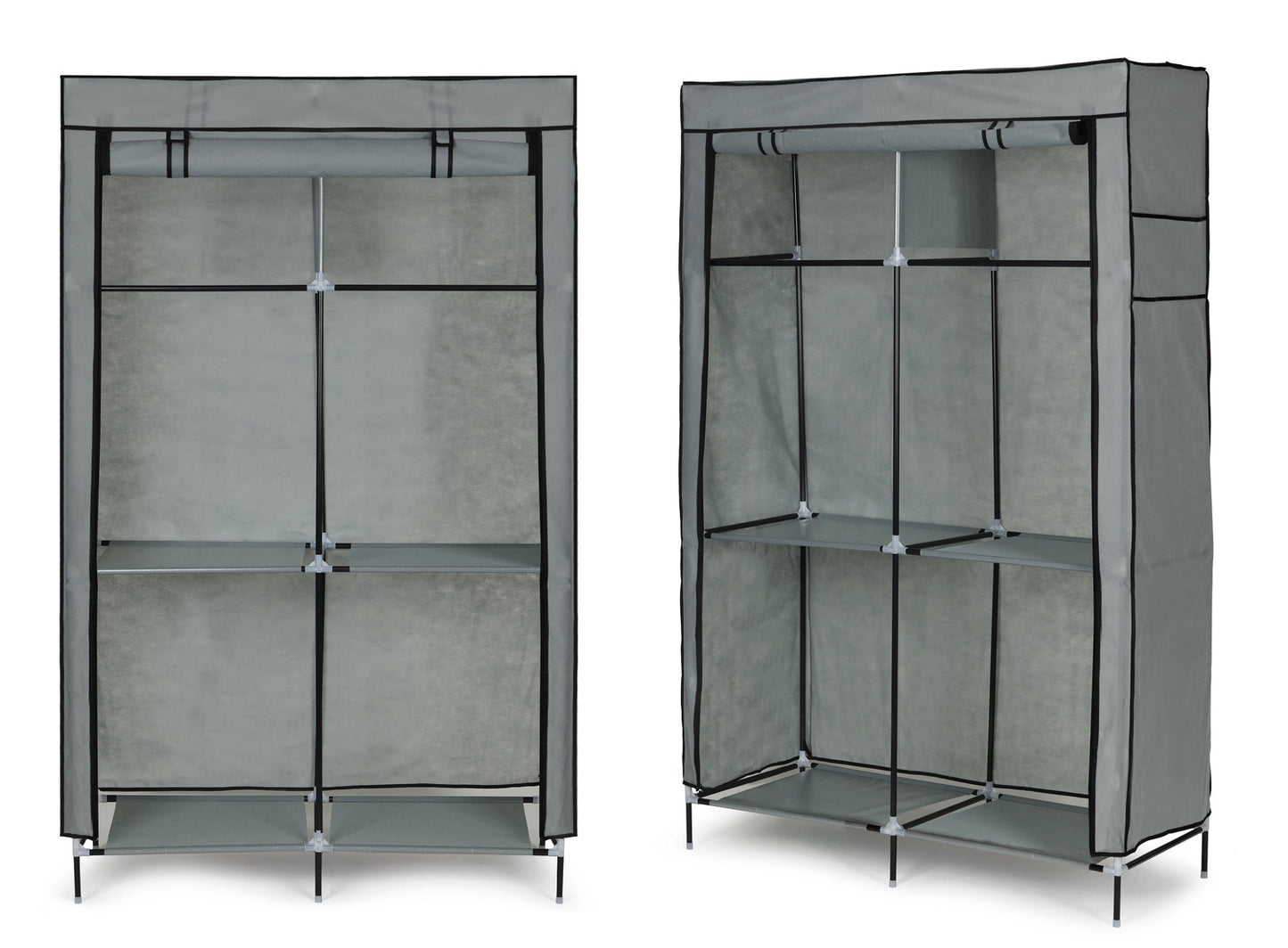 Textile wardrobe - a large fabric wardrobe with shelves for clothes and shoes