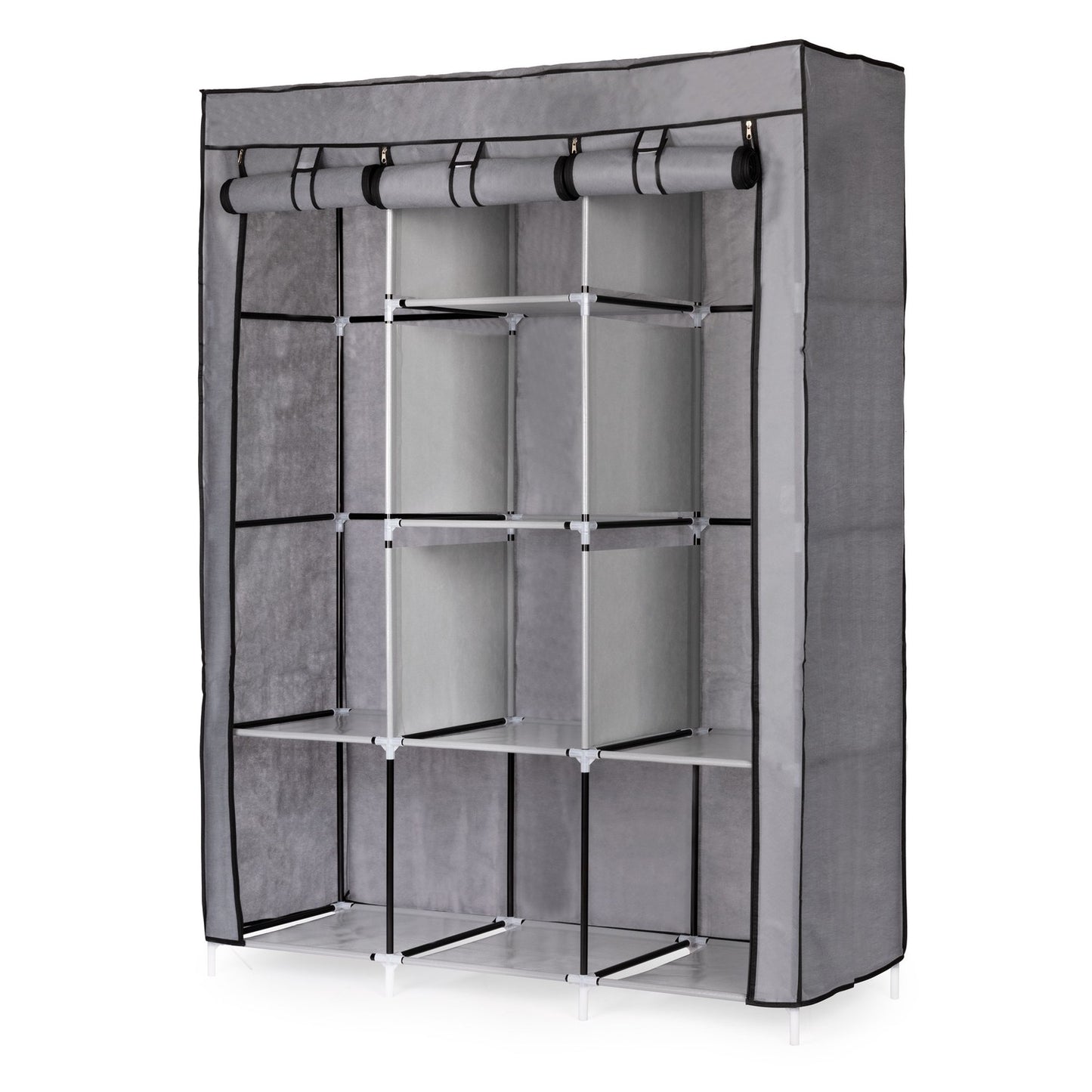 Textile wardrobe - a large fabric wardrobe with shelves for clothes and shoes