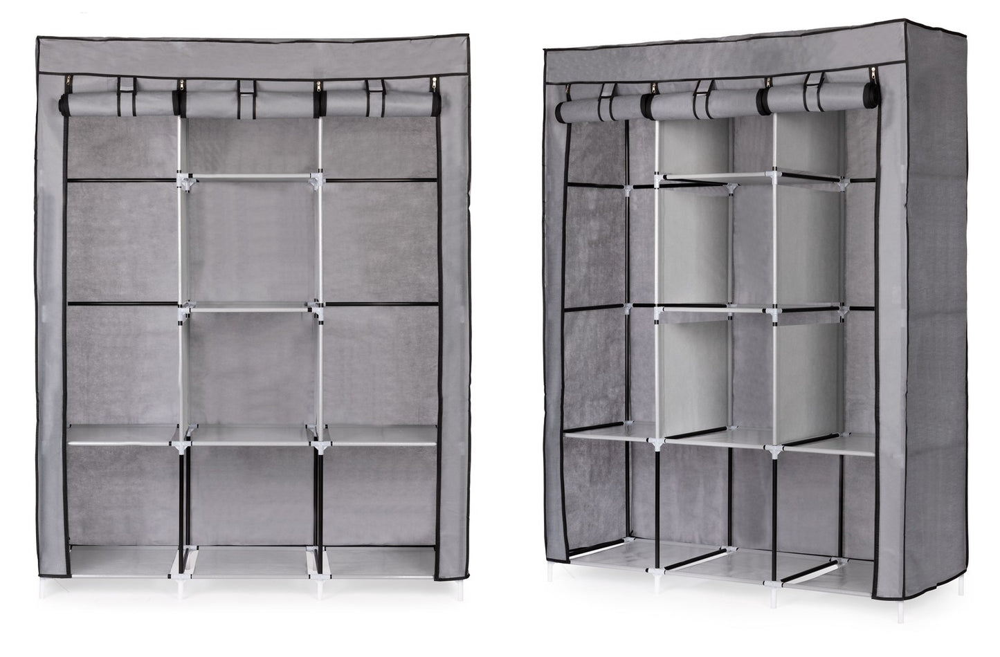 Textile wardrobe - a large fabric wardrobe with shelves for clothes and shoes