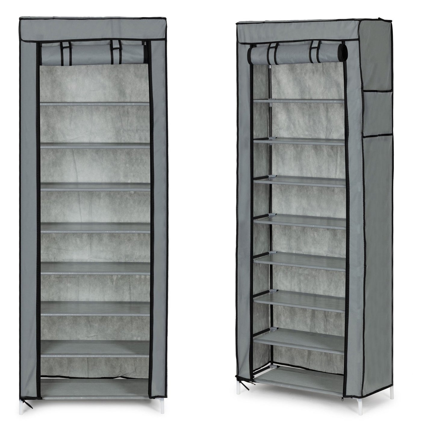 Textile wardrobe with shelves for clothes and shoes