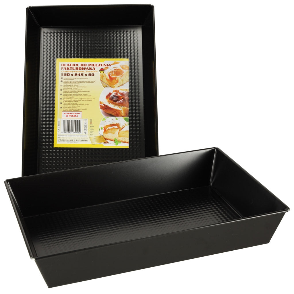Textured baking tray for baked goods 36cm x 24.5cm x 60cm black