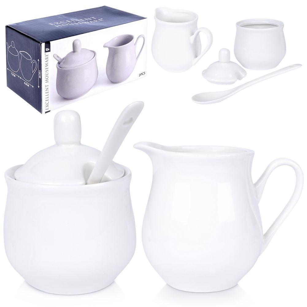The porcelain set: Sugar Bowl & Milk Jug with Handle