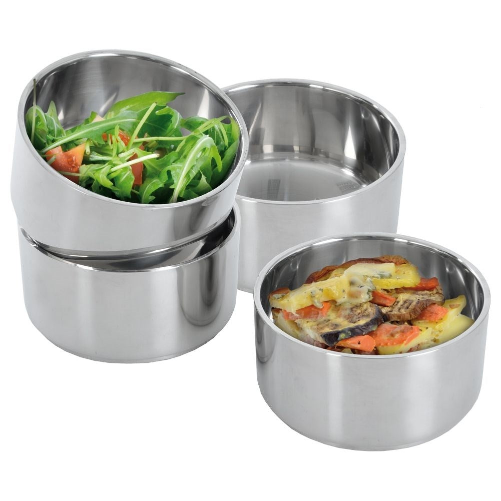 Thermal Lunch Box in Stainless SteelDiscover our thermal lunch box which is perfect for transporting food. The set contains 4 containers, a lid and a stand with a handle. Made of high-quality stainless steel, which ensures durability and long-term use