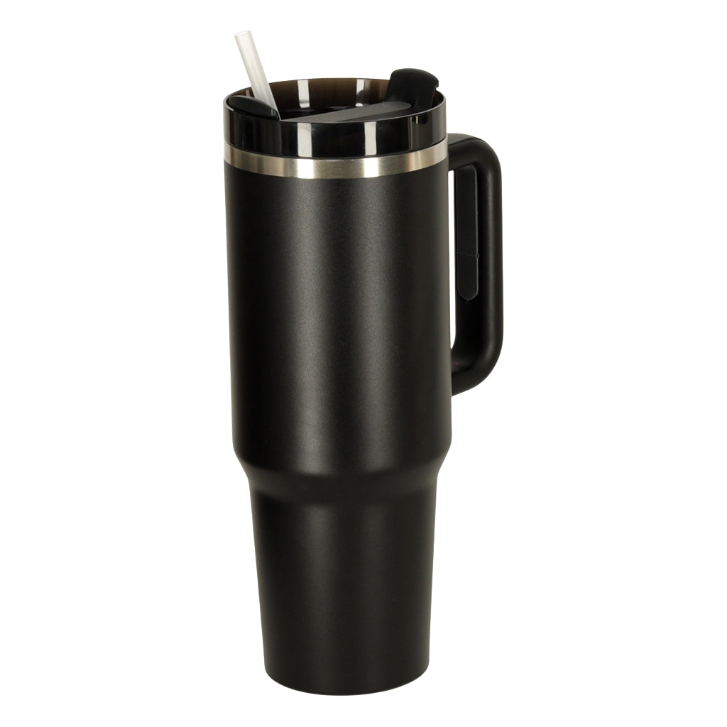 Thermal Mug with Straw & Handle, 1200ml, Black
