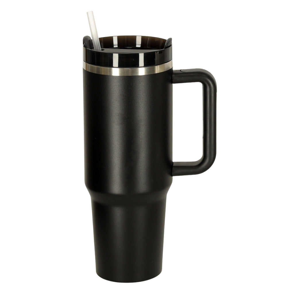 Thermal Mug with Straw & Handle, 1200ml, Black