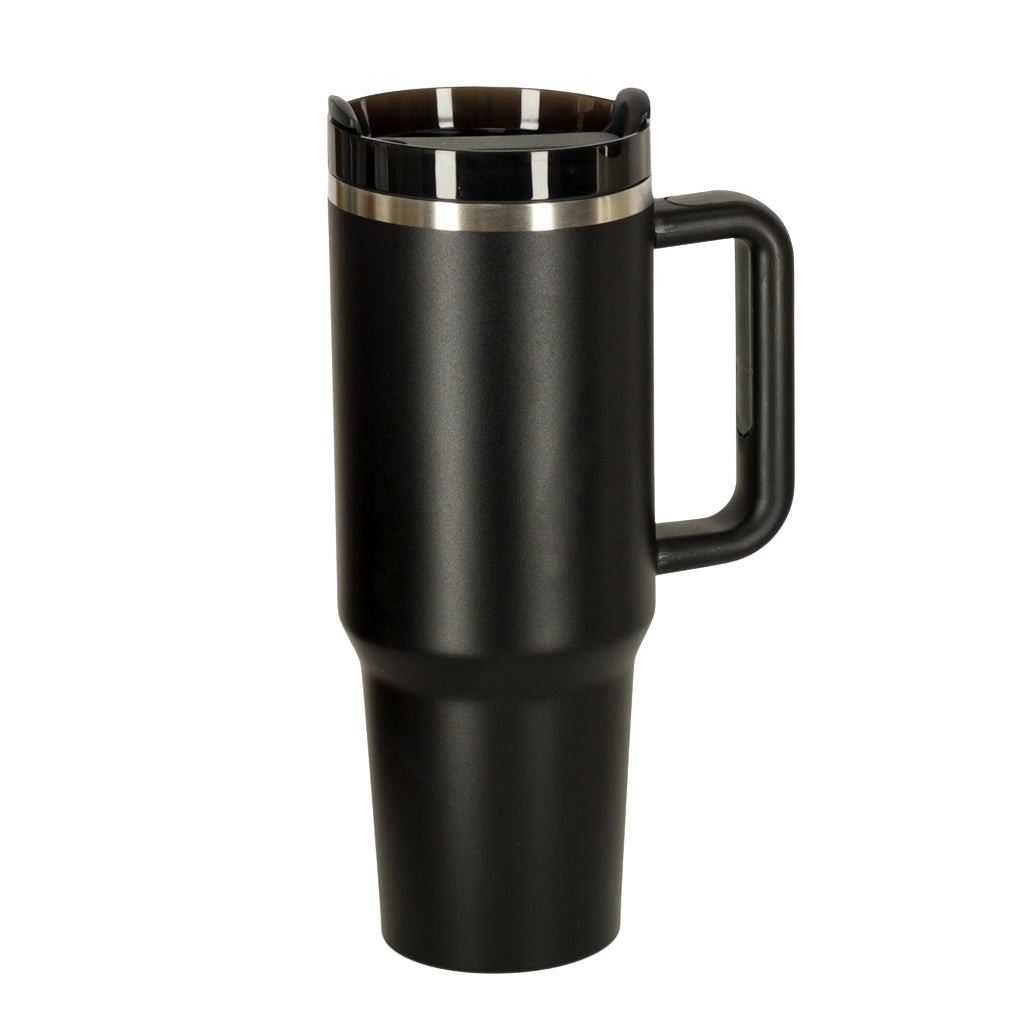Thermal Mug with Straw & Handle, 1200ml, Black