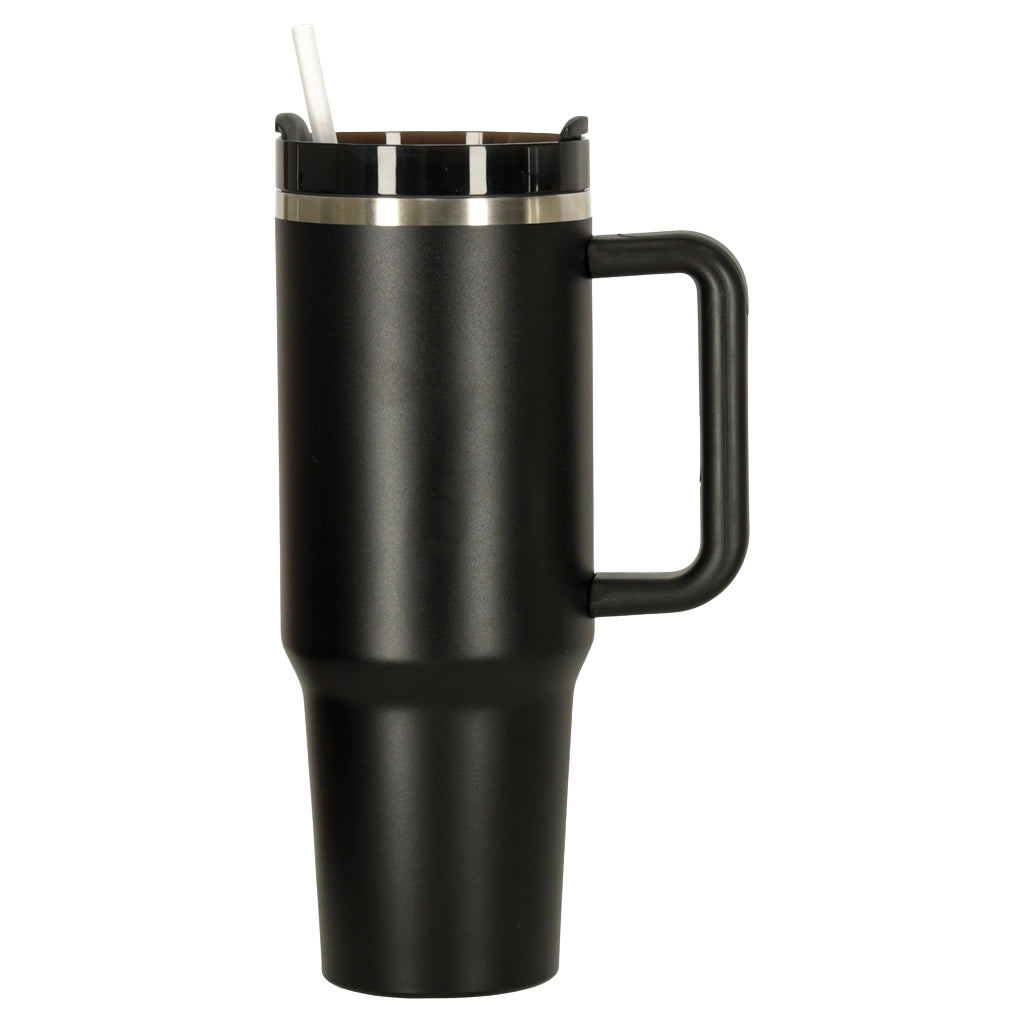Thermal Mug with Straw & Handle, 1200ml, Black