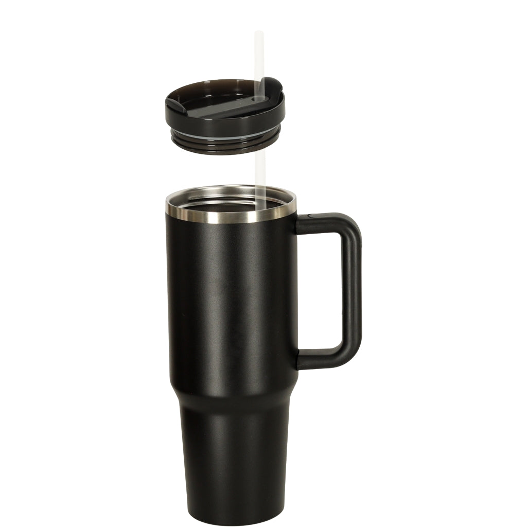 Thermal Mug with Straw & Handle, 1200ml, Black
