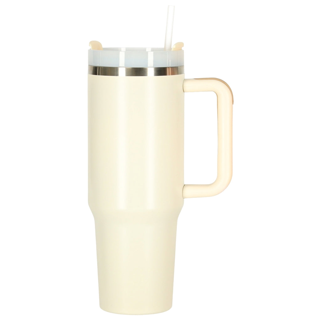 Thermal Mug with Straw & Handle, 1200ml, Cream