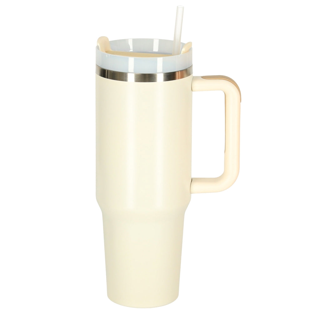 Thermal Mug with Straw & Handle, 1200ml, Cream