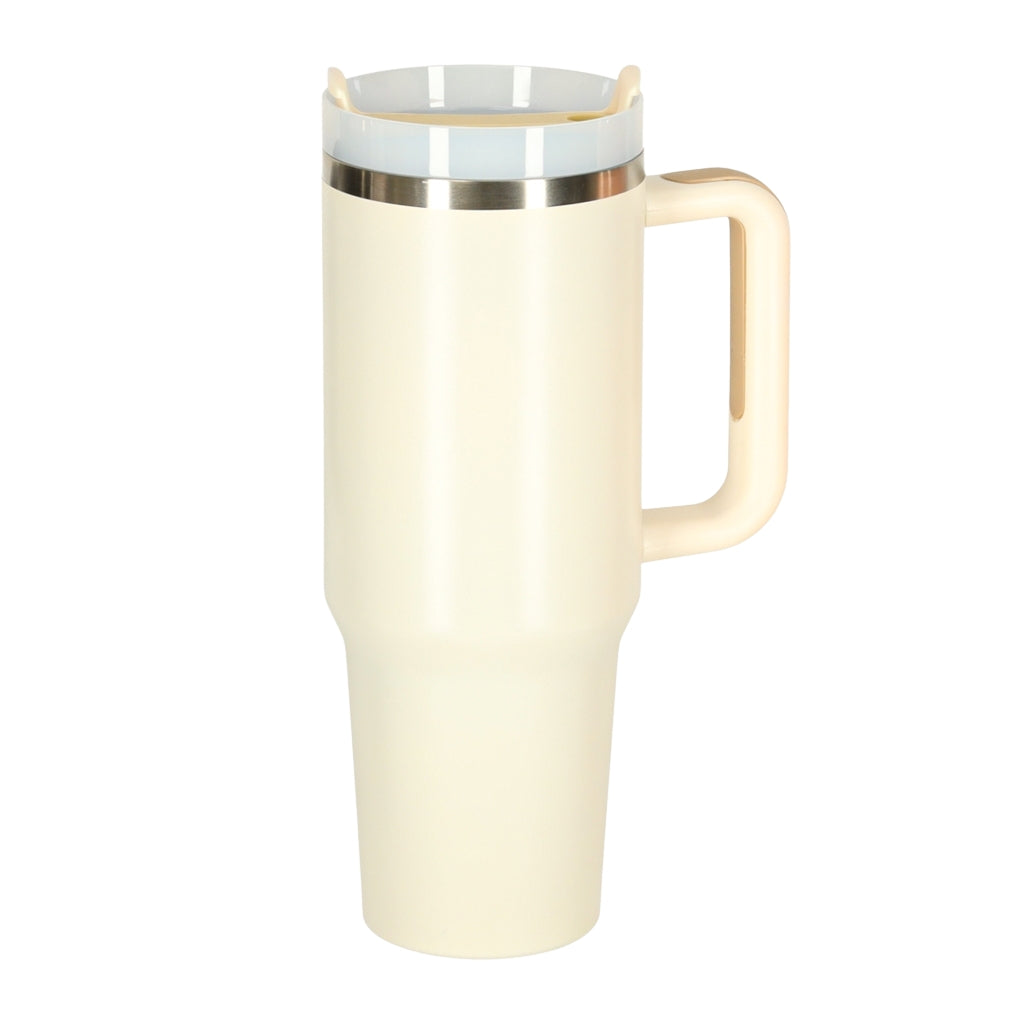 Thermal Mug with Straw & Handle, 1200ml, Cream
