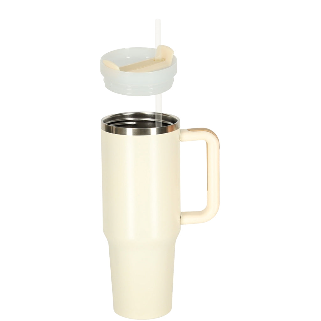 Thermal Mug with Straw & Handle, 1200ml, Cream