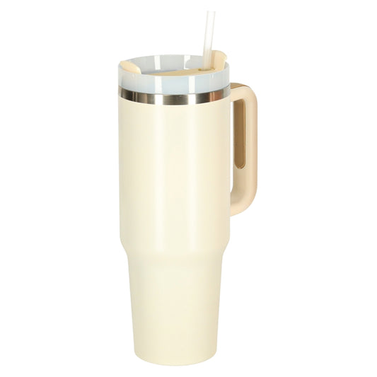 Thermal Mug with Straw & Handle, 1200ml, Cream