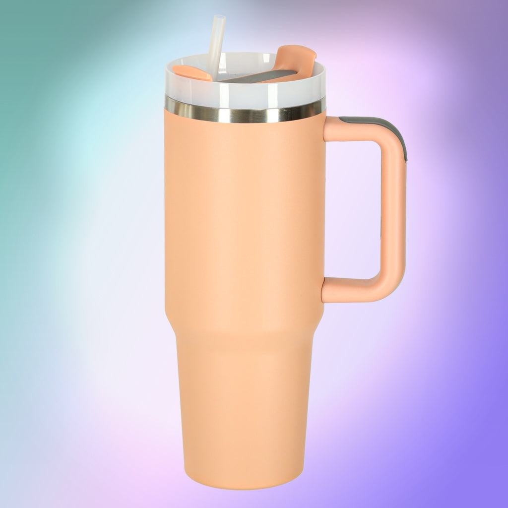Thermal Mug with Straw & Handle, 1200ml, Pink