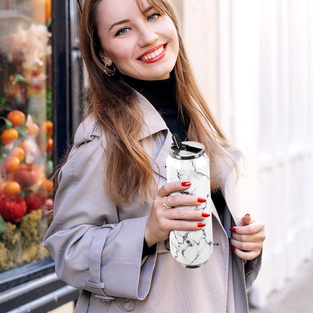 Thermal Travel Mug, Marble Design, 700ml, Stainless Steel
