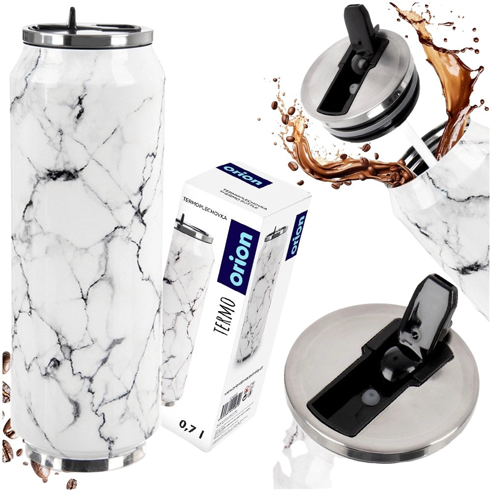 Thermal Travel Mug, Marble Design, 700ml, Stainless Steel