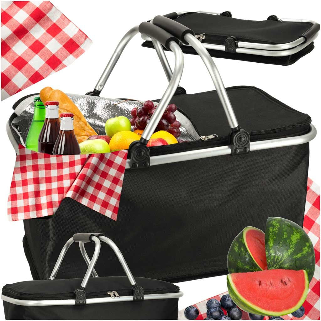 Thermal folding picnic basket black