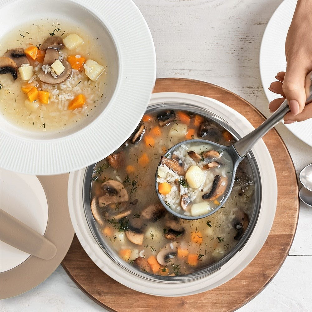 Thermos: Keep food warm for 2 hours, stainless steel inside