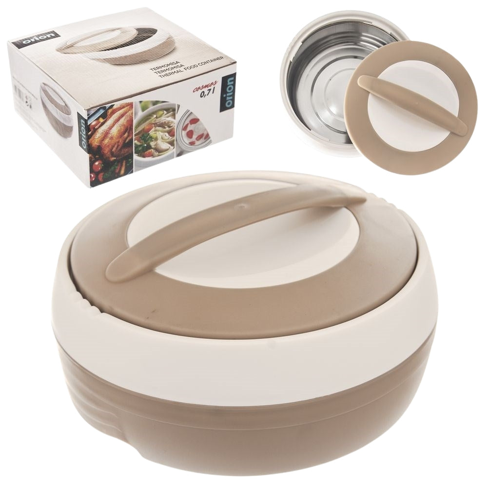 Thermos: Keeps food warm for 2 hours, stainless steel