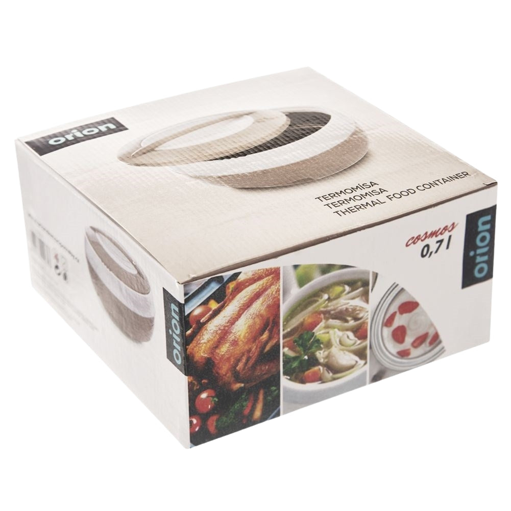 Thermos: Keeps food warm for 2 hours, stainless steel