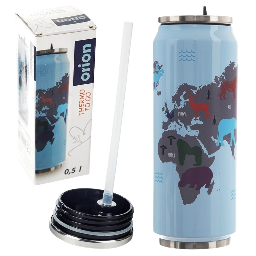 Thermos jar with spout and straw, keeps heat for 12 hours