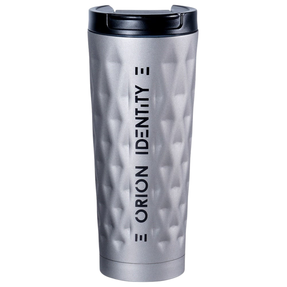 Thermos mug in matt gray with silicone seal and lid