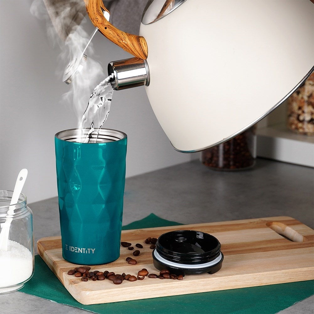 Thermos mug in matt turquoise for hot and cold drinks