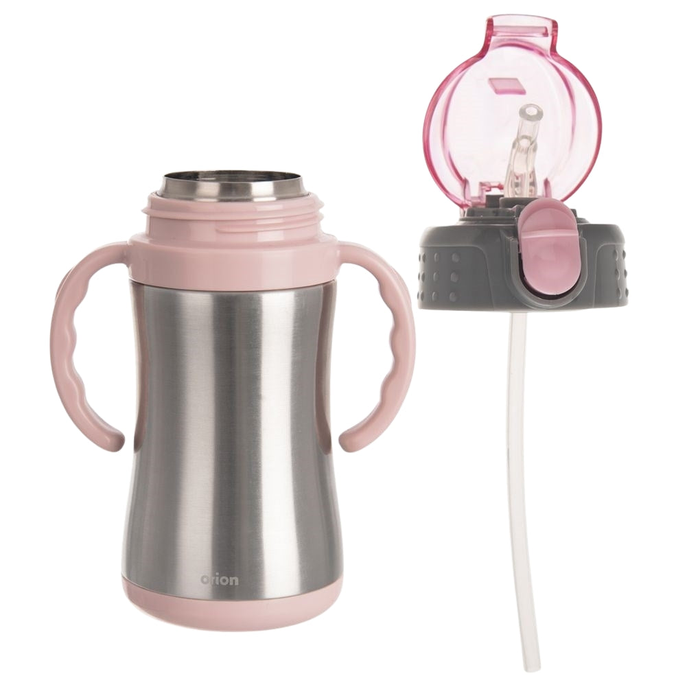 Thermos mug with Handle and Drinking Spout in Stainless Steel
