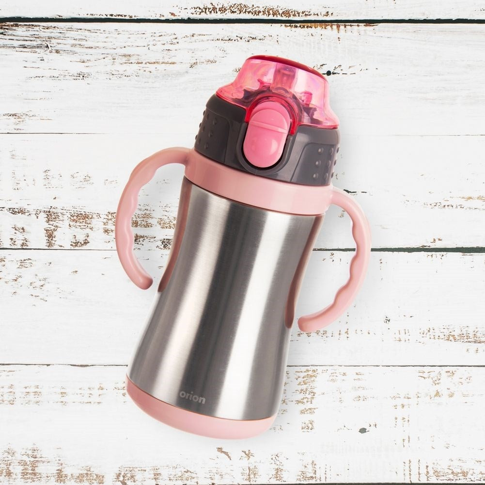 Thermos mug with Handle and Drinking Spout in Stainless Steel