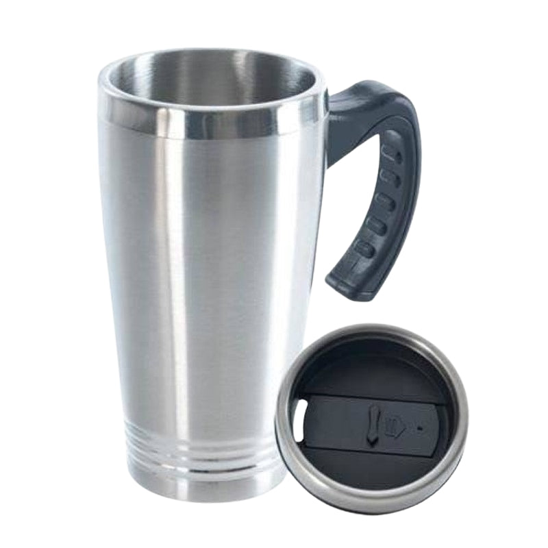 Thermos mug with silicone seal and closable drinking opening