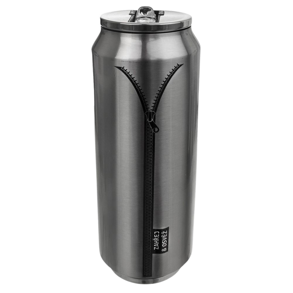 Thermos mug with spout and straw, keeps heat for 12 hours