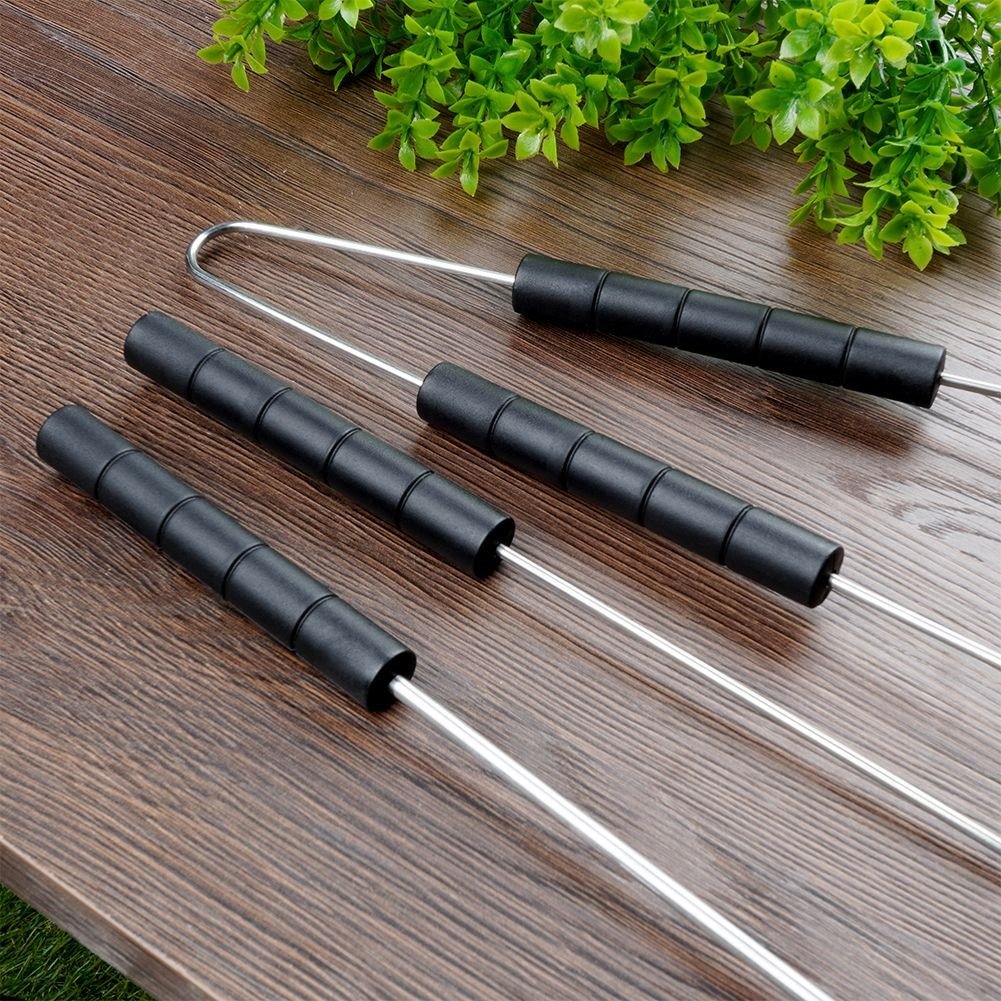 The ultimate barbecue set: 3 tools in chrome steel with plastic handles
