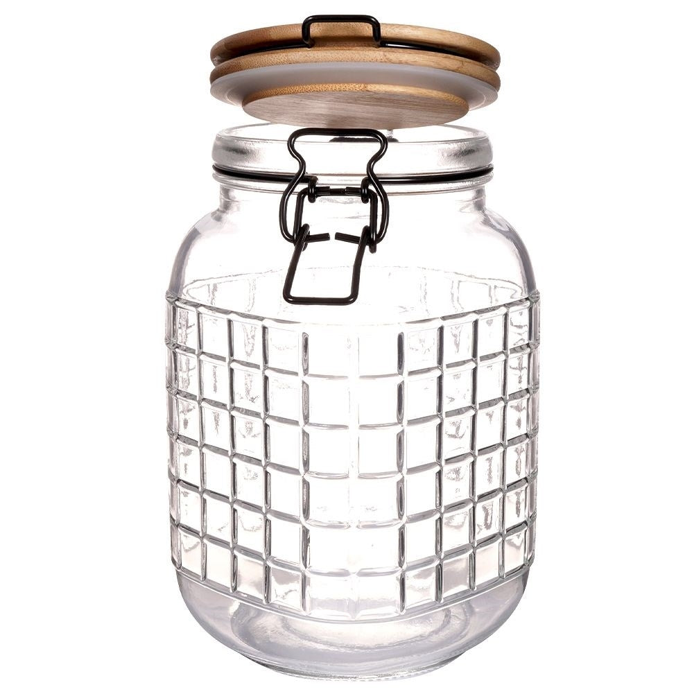 Thick Glass Container with Bamboo Lid and Sealing Ring