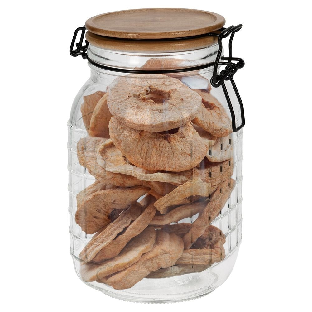Thick Glass Container with Bamboo Lid and Sealing Ring