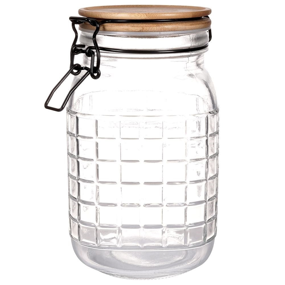 Thick Glass Container with Bamboo Lid and Sealing Ring