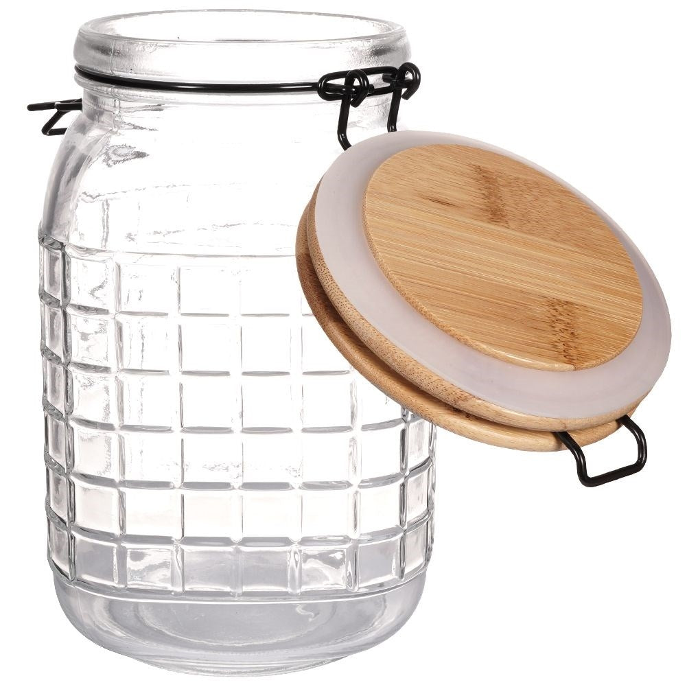Thick Glass Container with Bamboo Lid and Sealing Ring