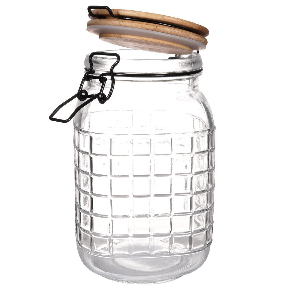 Thick Glass Container with Bamboo Lid and Sealing Ring