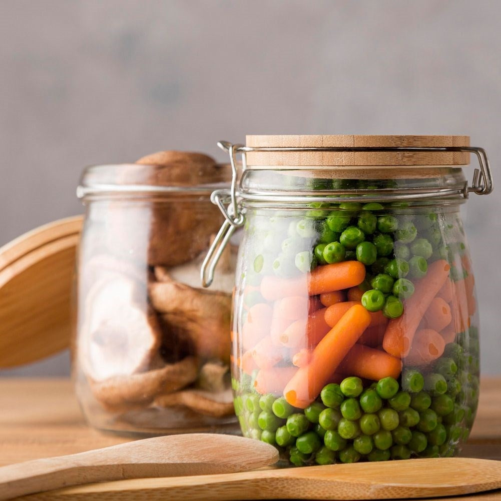 Thick Glass Jar with Bamboo Lid and Rubber Seal