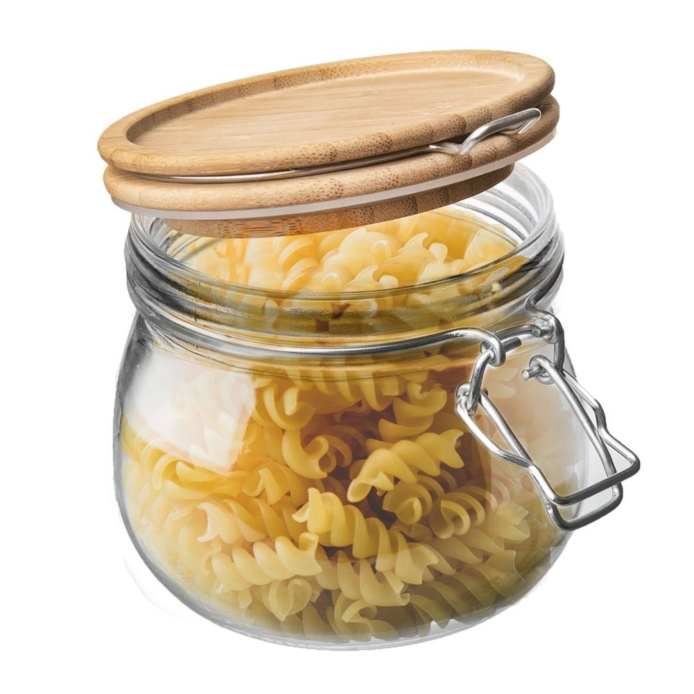 Thick Glass Jar with Bamboo Lid and Rubber Seal