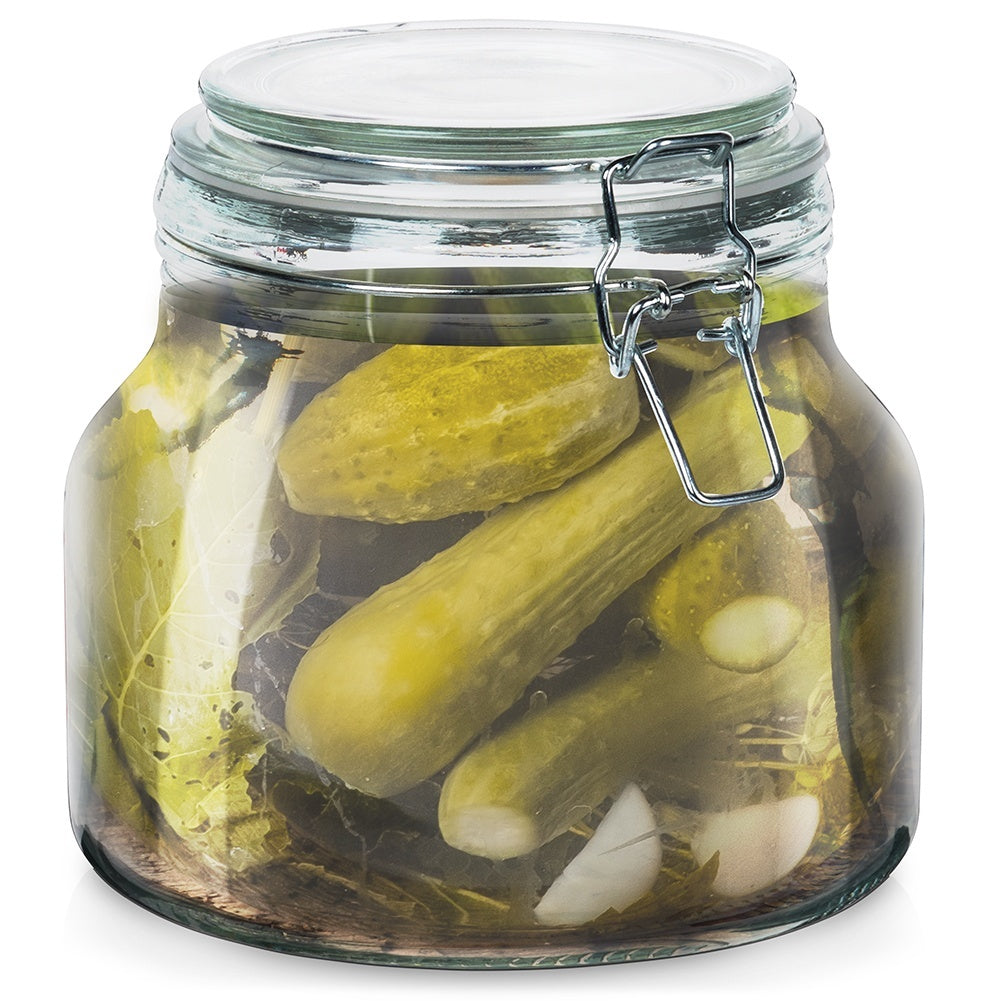 Thick Glass Jar with Patent Lid and Rubber Seal