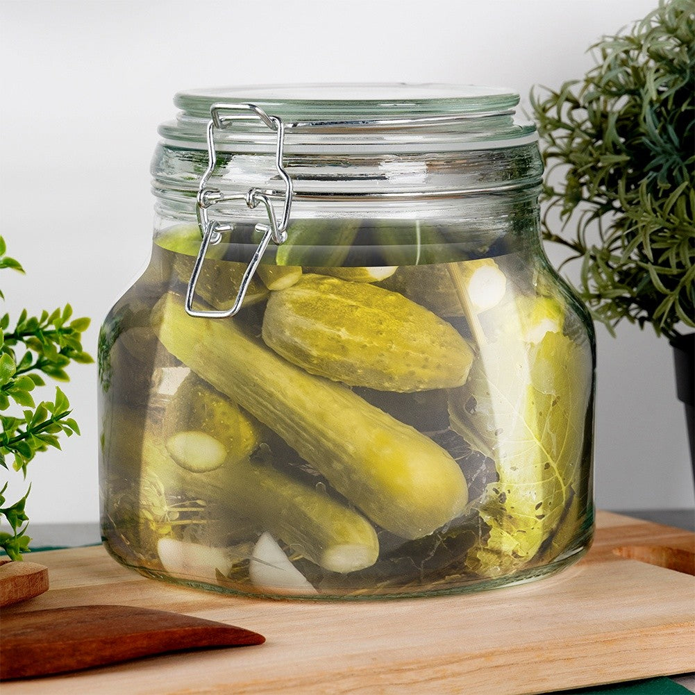 Thick Glass Jar with Patent Lid and Rubber Seal