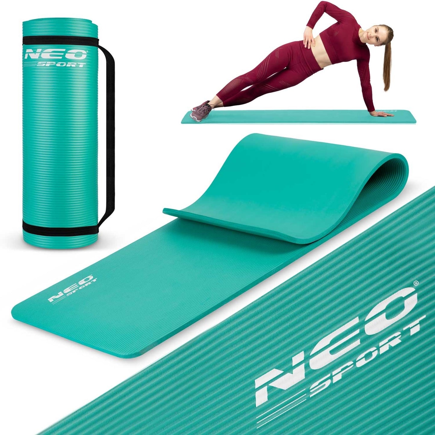 Thick exercise mat 183 x 60 cm Neo-Sport - 192301 turquoise