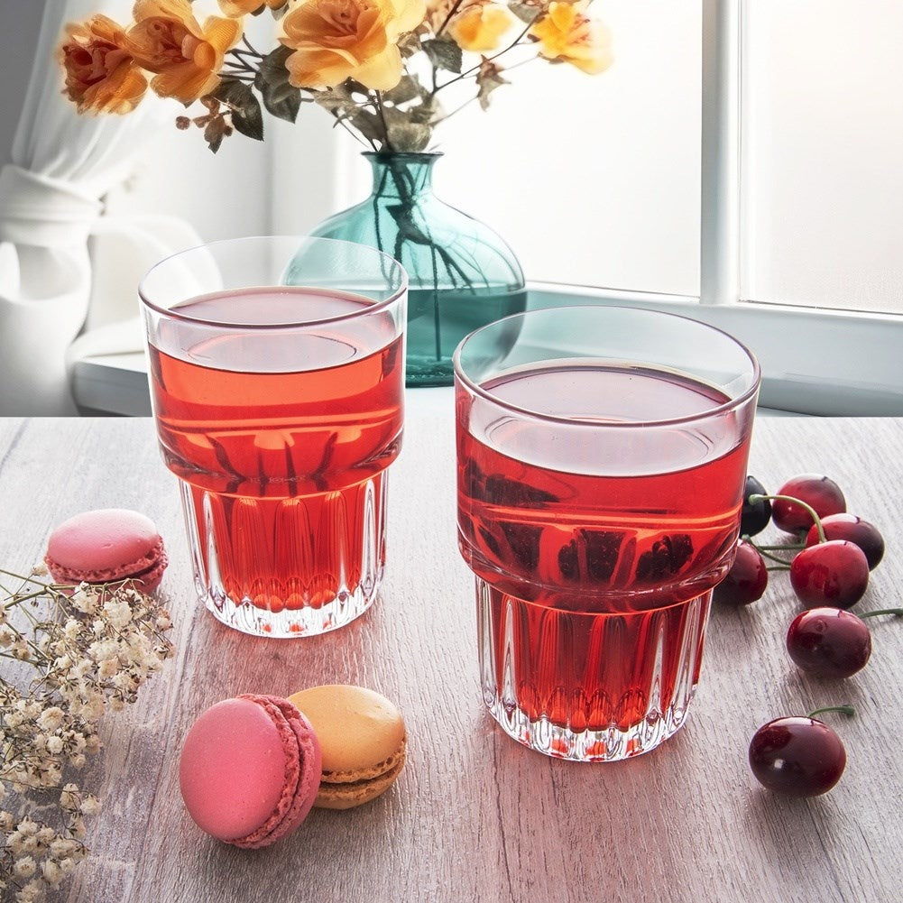 Thick glass 320 ml with grooved bottom for drinks
