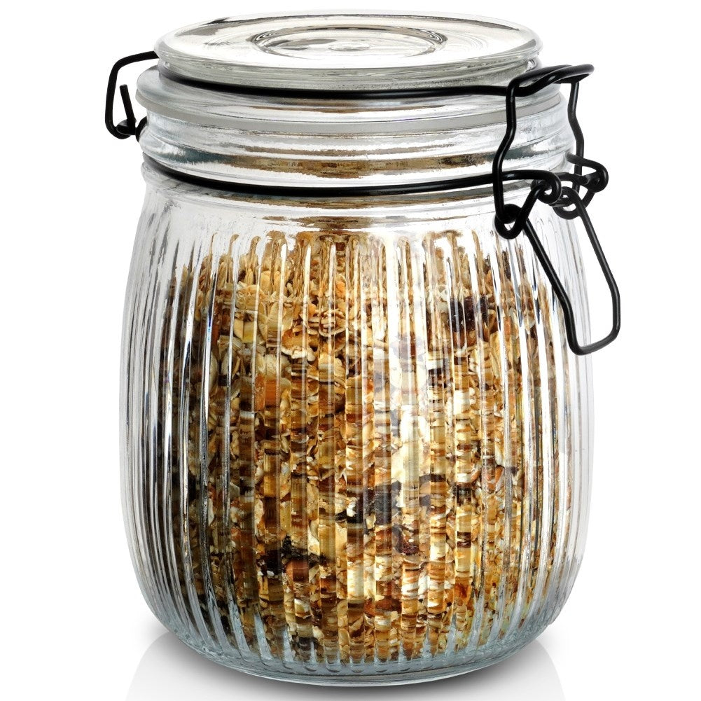 Thick glass jar with airtight patent closure and rubber seal