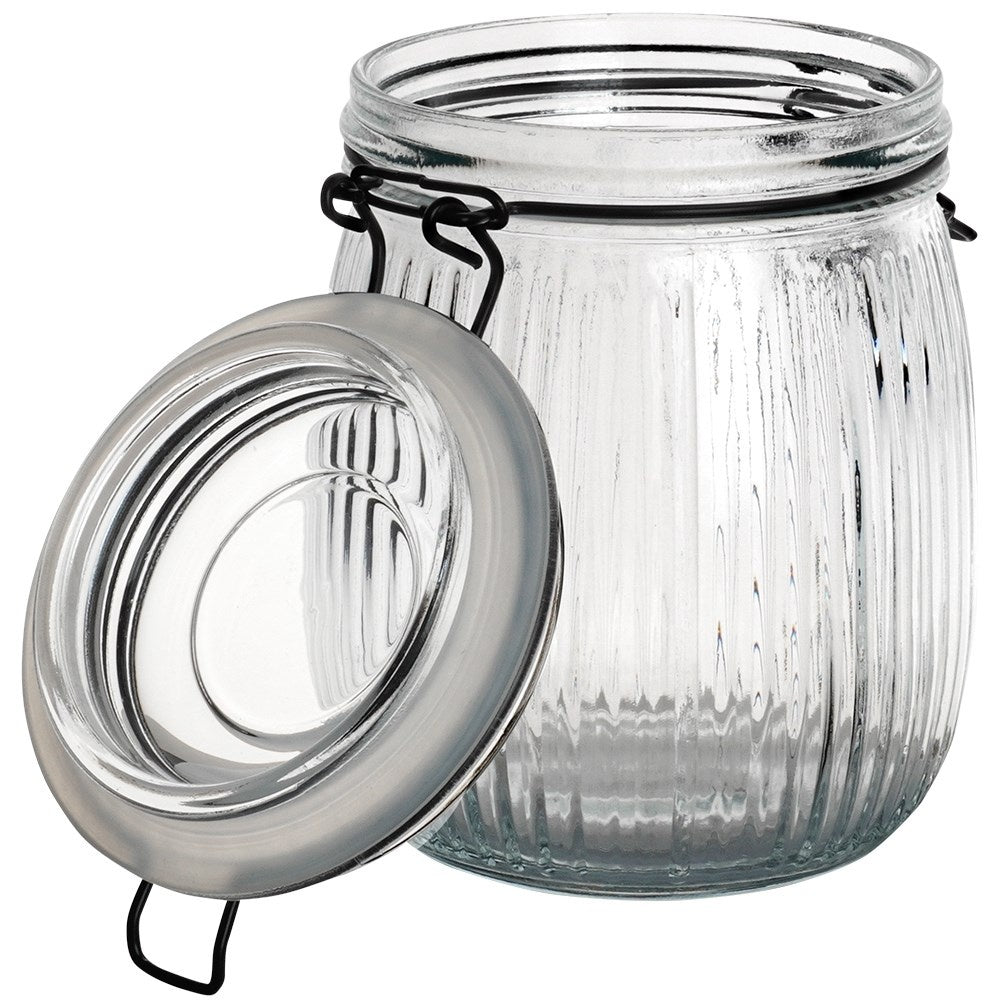 Thick glass jar with airtight patent closure and rubber seal
