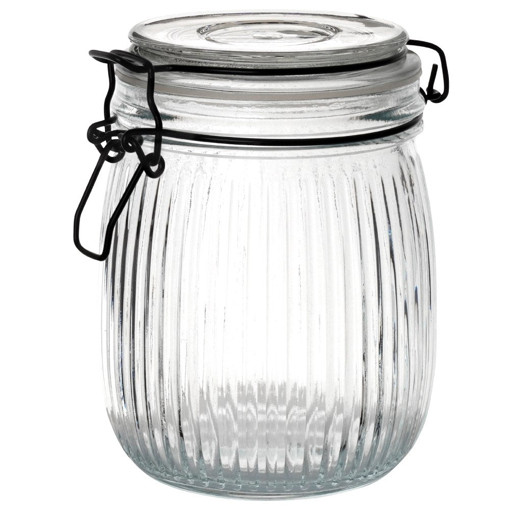 Thick glass jar with airtight patent closure and rubber seal