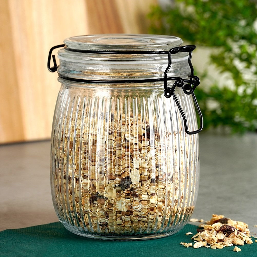 Thick glass jar with airtight patent closure and rubber seal