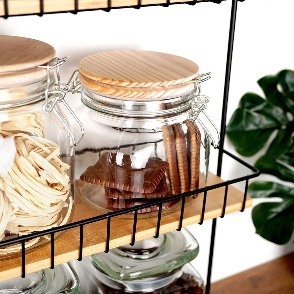 Thick glass jar with bamboo lid, airtight closure, 850 ml